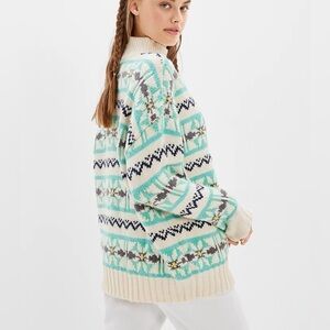 ❄️ NEW w.tags American Eagle Oversized Fairisle Mock Neck Sweater Size XS -M/ L